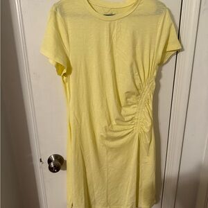 Yellow Ruched T-Shirt Dress